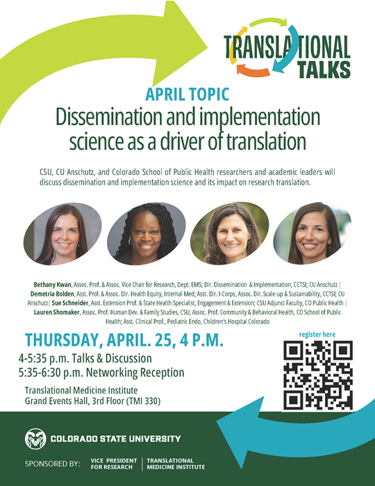 Translational Talks Flyer for event at CSU on April 25th 2024